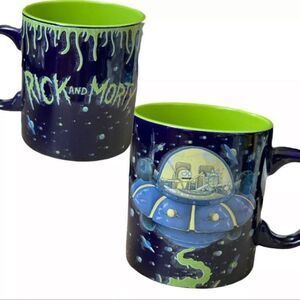 New XL Rick And Morty Official Adult Swim Spaceship Coffee Mug 20oz Slime Galaxy